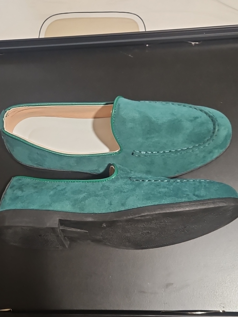 Men's Teal Suede Slip-On Loafers with Cushioned Insole